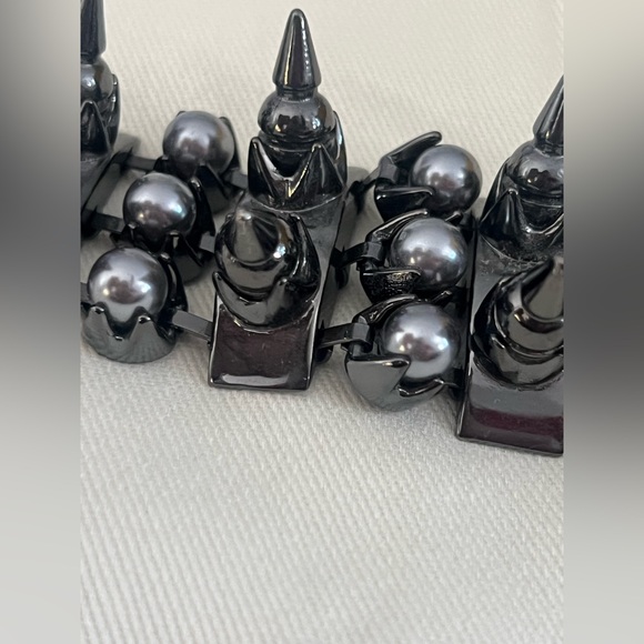 All Saints Haematite Drexel Spike Pearl Bracelet Haematite 8.25” - Picture 7 of 7